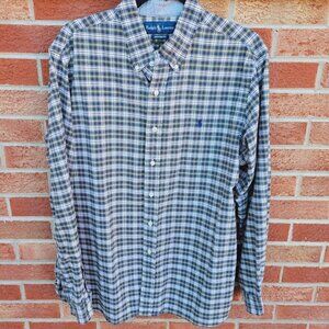 Ralph Lauren Plaid Button Down Shirt Custom Fit Men's Size XL 100% Cotton